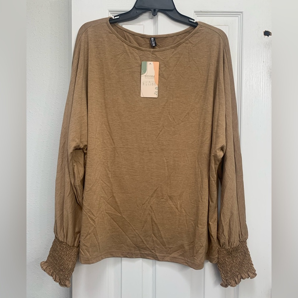 NWT Ladies Brown Long Sleeve Top XXL